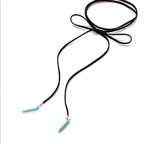 Beho turquoise and suede necklace - Picture 2 of 2